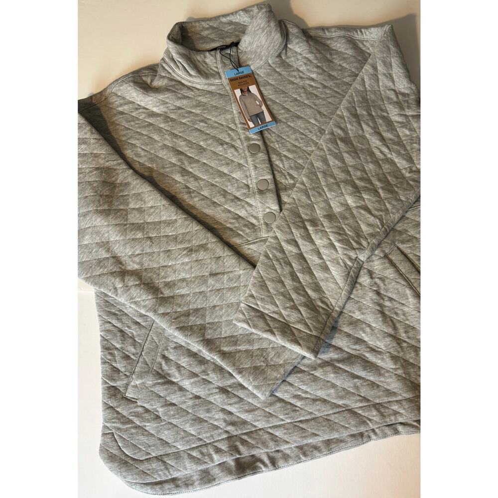 Eddie Bauer‎ Women L Gray Quilted Pullover Sweater
